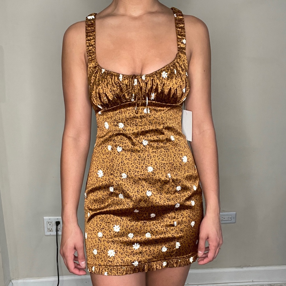 For Love & Lemons Tawney Cheetah Daisy Mini Dress